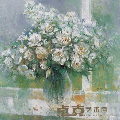 胡曰龙 瓶花 70×70cm